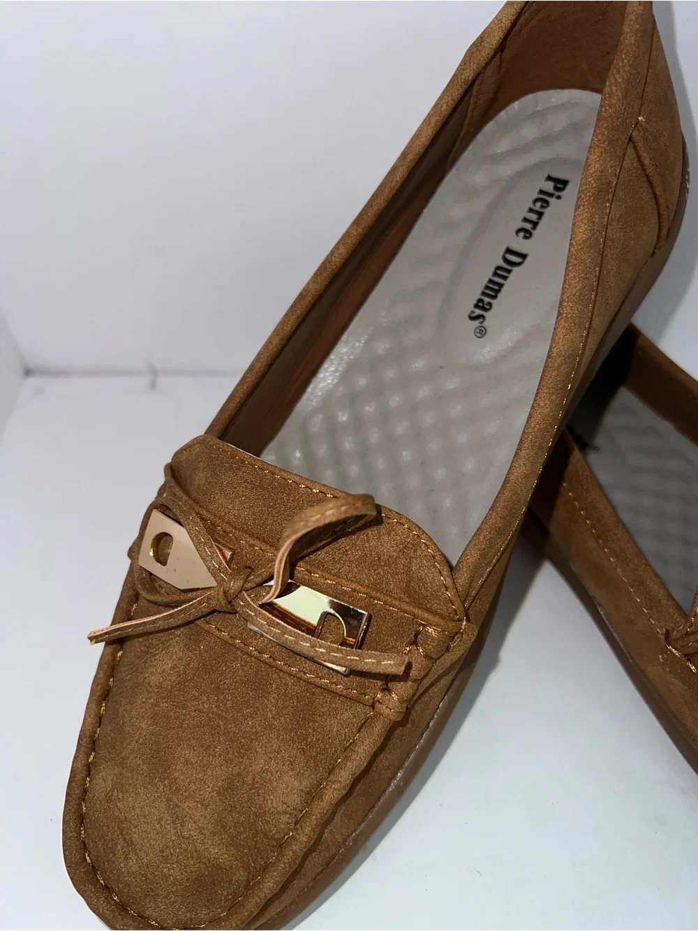 Pierre Dumas Brown Faux Suede Loafers – Women’s Size 8